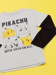 Vanilla Underground Grey Pokemon 100% Cotton Long-Sleeved Character T-Shirt - Image 4 of 5