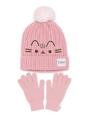 Vanilla Underground Pink Pusheen Ladies Knitted Hat and Flip Mitts Set - Image 1 of 4