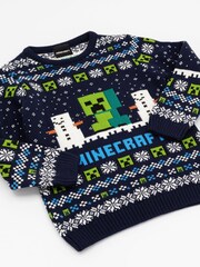 Vanilla Underground Blue Minecraft Kids Christmas Jumper - Image 2 of 5