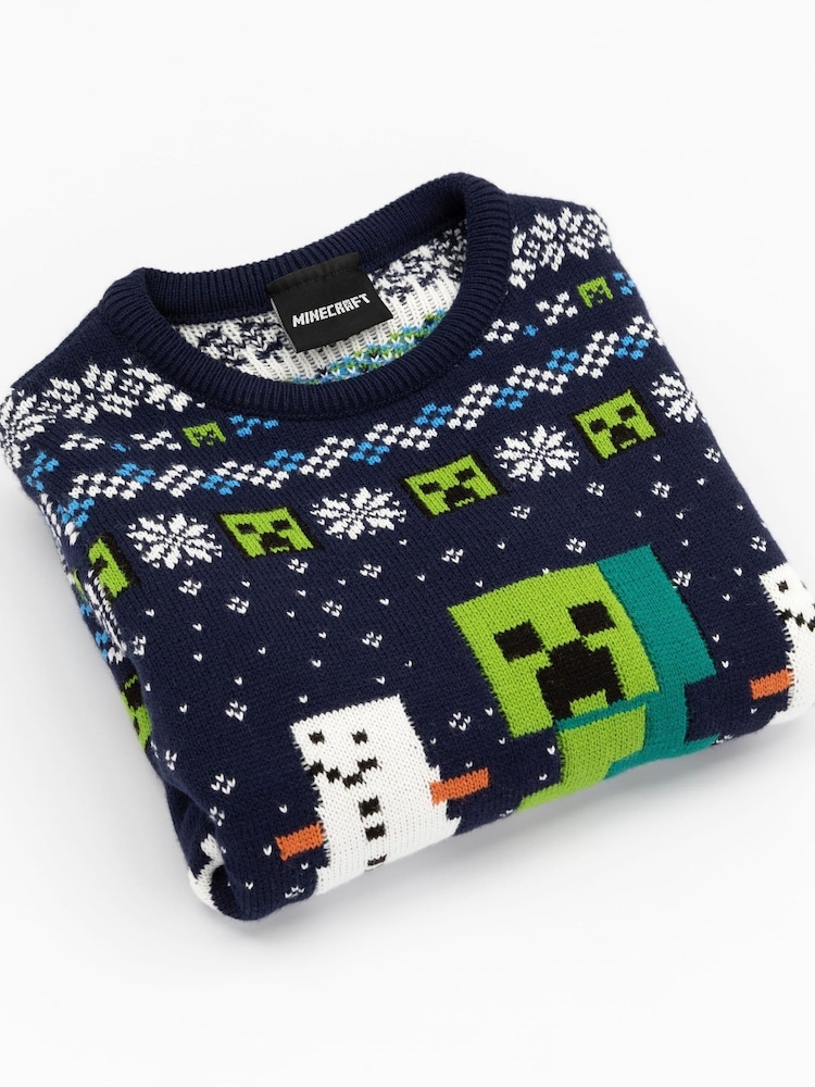 Vanilla Underground Blue Minecraft Kids Christmas Jumper - Image 3 of 5