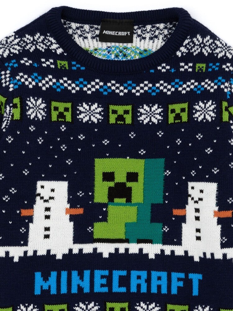 Vanilla Underground Blue Minecraft Kids Christmas Jumper - Image 4 of 5