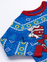 Vanilla Underground Blue Sonic Kids Christmas Jumper - Image 2 of 6