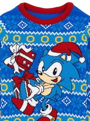 Vanilla Underground Blue Sonic Kids Christmas Jumper - Image 4 of 6