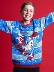 Vanilla Underground Blue Sonic Kids Christmas Jumper - Image 6 of 6