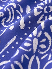 Blue/White Tile Print Mini Belted Shirt Dress - Image 5 of 5