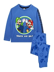 Vanilla Underground Blue Super Mario Kids Pokemon Long Leg Pyjamas Set - Image 1 of 5