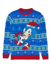 Vanilla Underground Blue Sonic Mens Christmas Jumper - Image 1 of 5