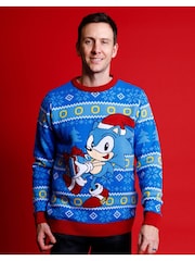Vanilla Underground Blue Sonic Mens Christmas Jumper - Image 5 of 5