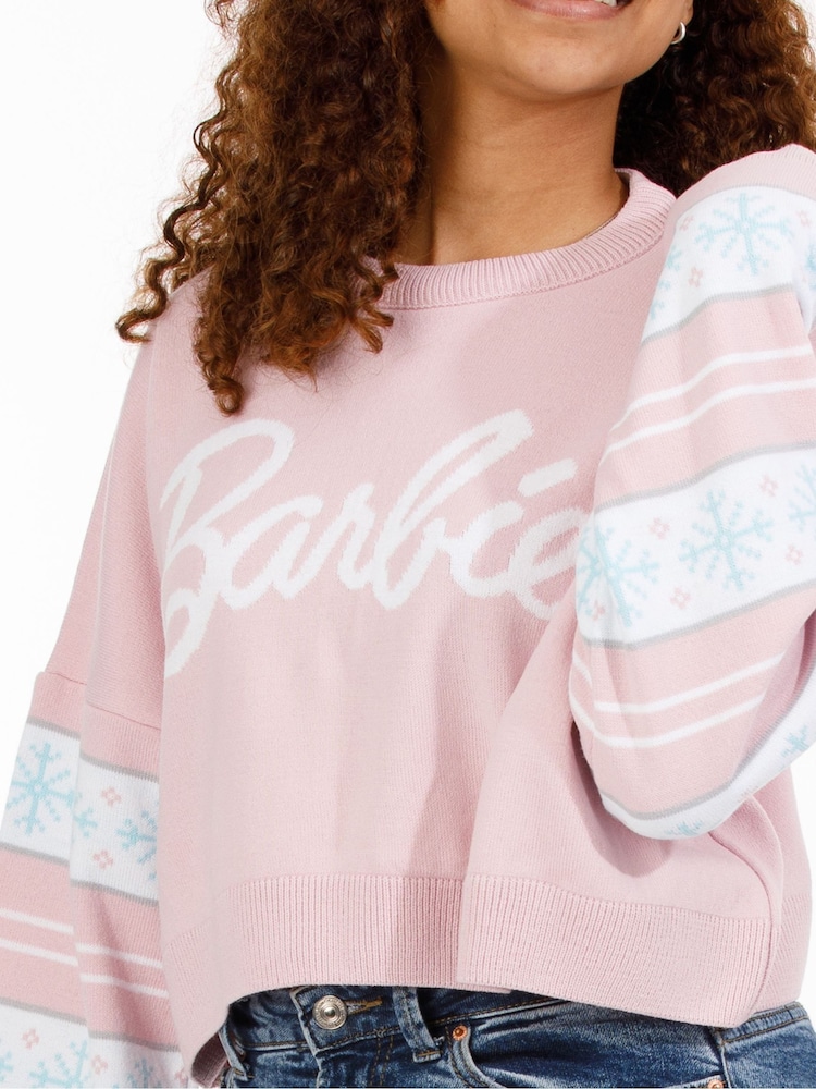 Vanilla Underground Pink Barbie Ladies Christmas Jumper - Image 4 of 9