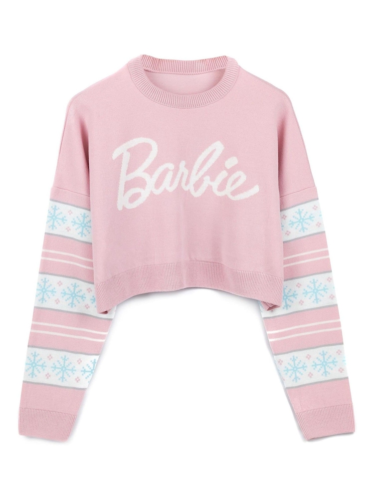 Vanilla Underground Pink Barbie Ladies Christmas Jumper - Image 5 of 9