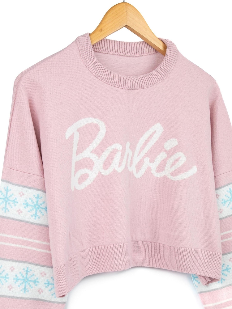 Vanilla Underground Pink Barbie Ladies Christmas Jumper - Image 6 of 9