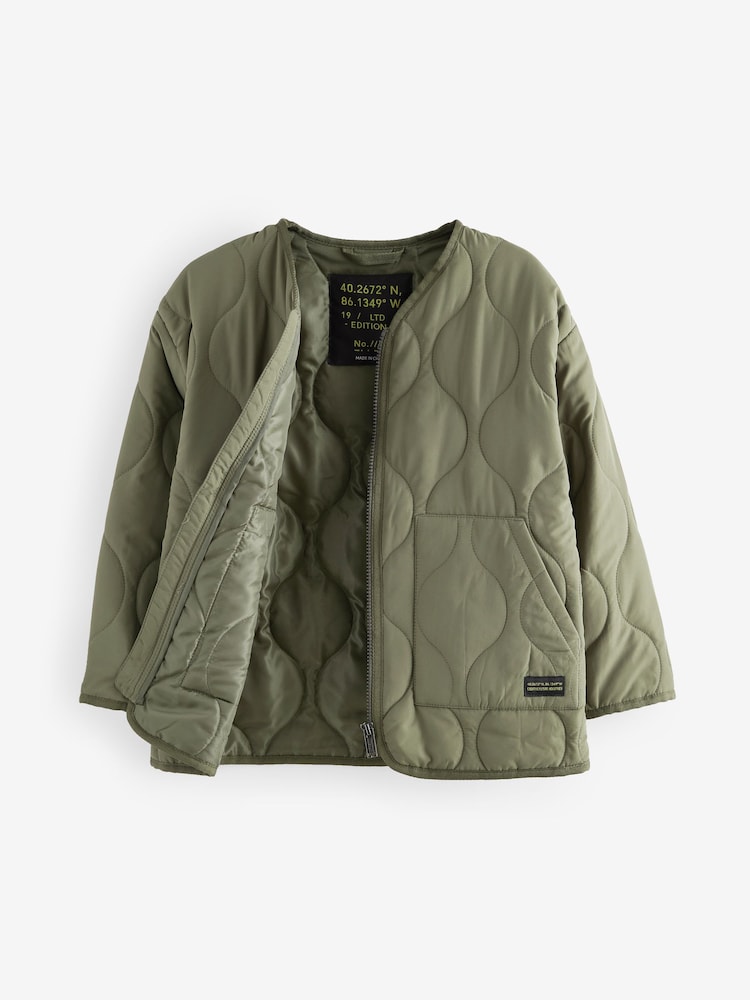 Khaki Green Quilted Onion Jacket (3-17yrs) - Image 3 of 7
