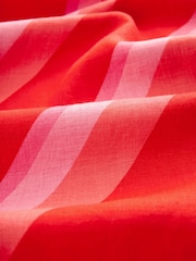 Red/Pink Stripe Premium 100% Linen Asymmetric Shoulder Maxi Dress - Image 6 of 6