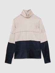 Γκρι/Μπλε - Atelier Silk Colour-Block High-Neck Blouse - Εικόνα 2 από 7