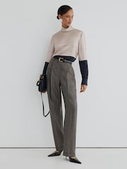 Γκρι/Μπλε - Atelier Silk Colour-Block High-Neck Blouse - Εικόνα 4 από 7