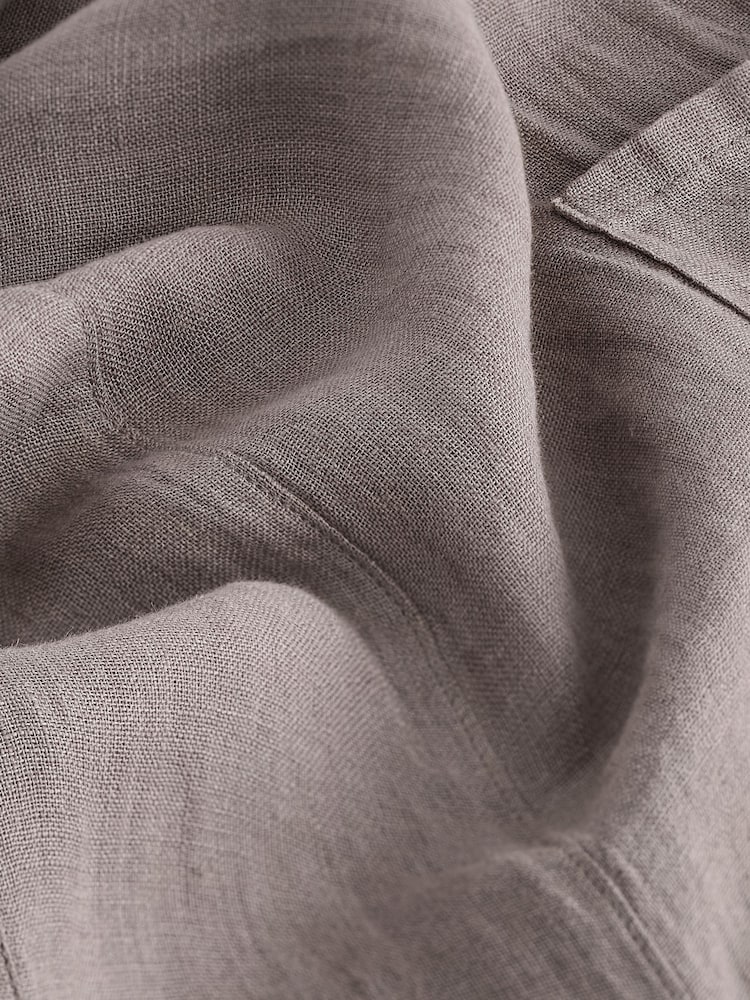 Taupe Premium 100% Linen Romper Wide Leg Jumpsuit - Image 7 of 7