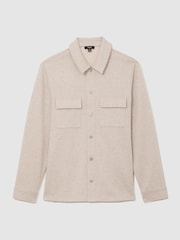 Reiss Oatmeal Stellan Herringbone Twin-Pocket Overshirt - Image 2 of 6