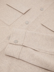 Reiss Oatmeal Stellan Herringbone Twin-Pocket Overshirt - Image 6 of 6