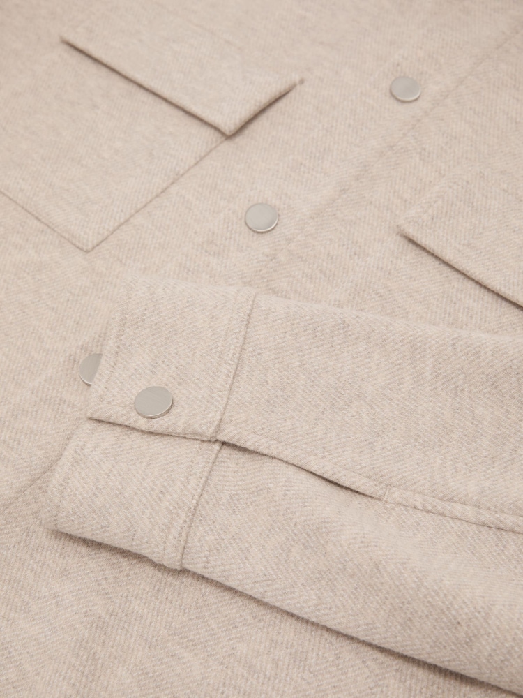 Reiss Oatmeal Stellan Herringbone Twin-Pocket Overshirt - Image 6 of 6 Reiss Oatmeal Stellan Herringbone Twin-Pocket Overshirt - Image 6 of 6