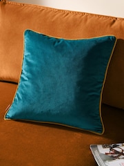 Furn Teal Blue Meridian Velvet 55cm X 55cm Cushion Cover - Image 1 of 6