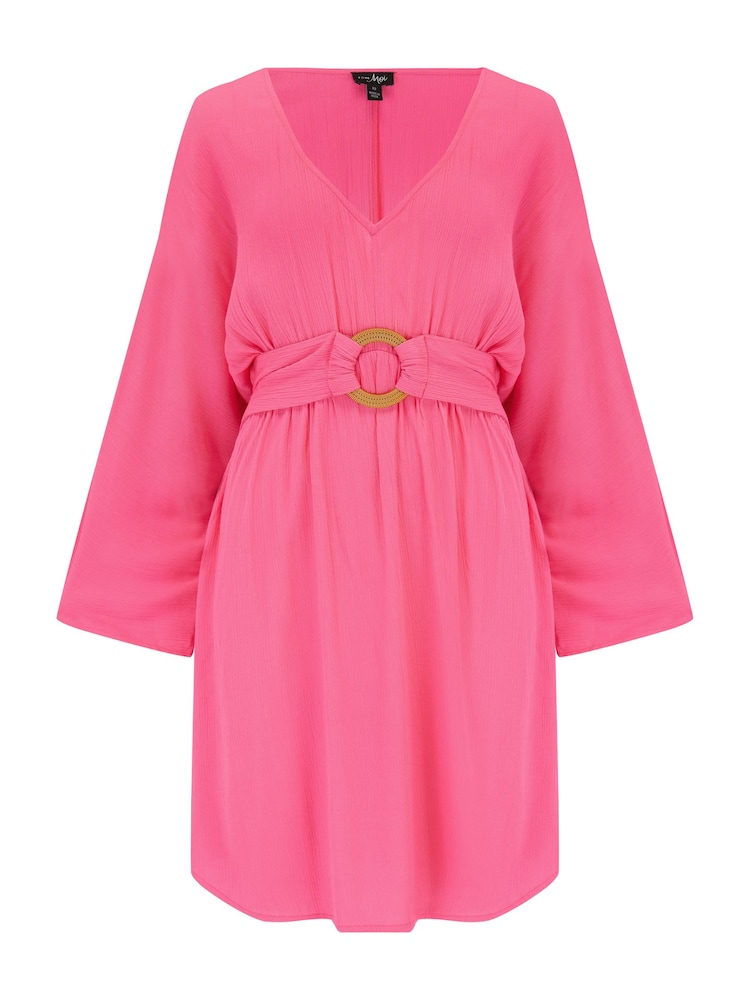 Pour Moi Pink LENZING™ ECOVERO™ Viscose Crinkle O Ring Beach Cover-Up - Image 3 of 4