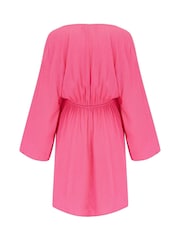 Pour Moi Pink LENZING™ ECOVERO™ Viscose Crinkle O Ring Beach Cover-Up - Image 4 of 4