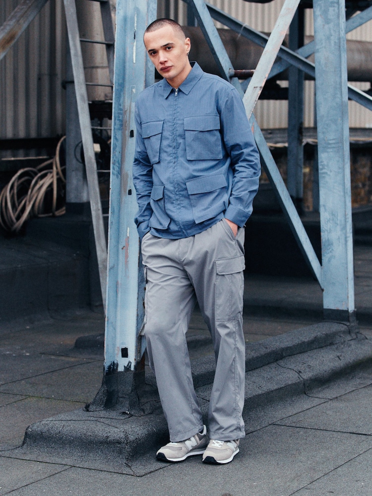 Navy Blue EDIT Zip Through Shacket Overshirt - Image 2 of 10