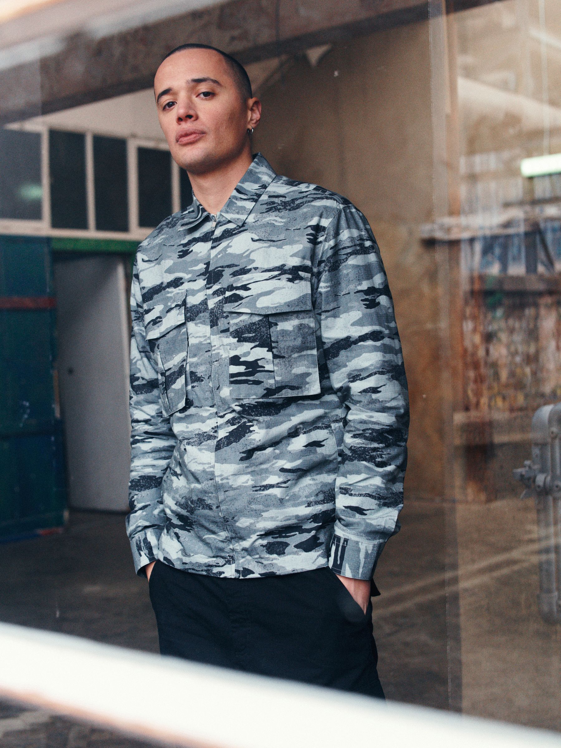 New look utility shacket in camo hotsell