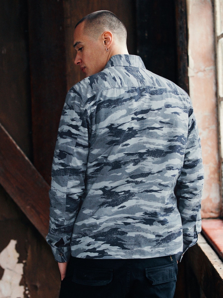 Green Camo EDIT Zip Through Shacket Overshirt - Image 3 of 11