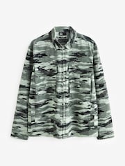 Green Camo EDIT Zip Through Shacket Overshirt - Image 6 of 11