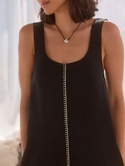 Black Premium 100% Linen Mini Dress - Image 4 of 7