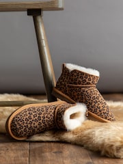 Lakeland Leather Brown Ladies Sheepskin Mini Boot Slippers - Image 1 of 6