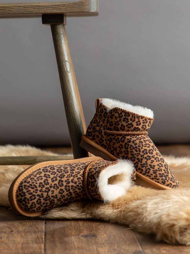 Lakeland Leather Brown Ladies Sheepskin Mini Boot Slippers - Image 1 of 6