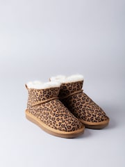 Lakeland Leather Brown Ladies Sheepskin Mini Boot Slippers - Image 2 of 6