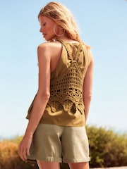 Brown 100% Cotton Crochet Knitted Base Layer - Image 3 of 7