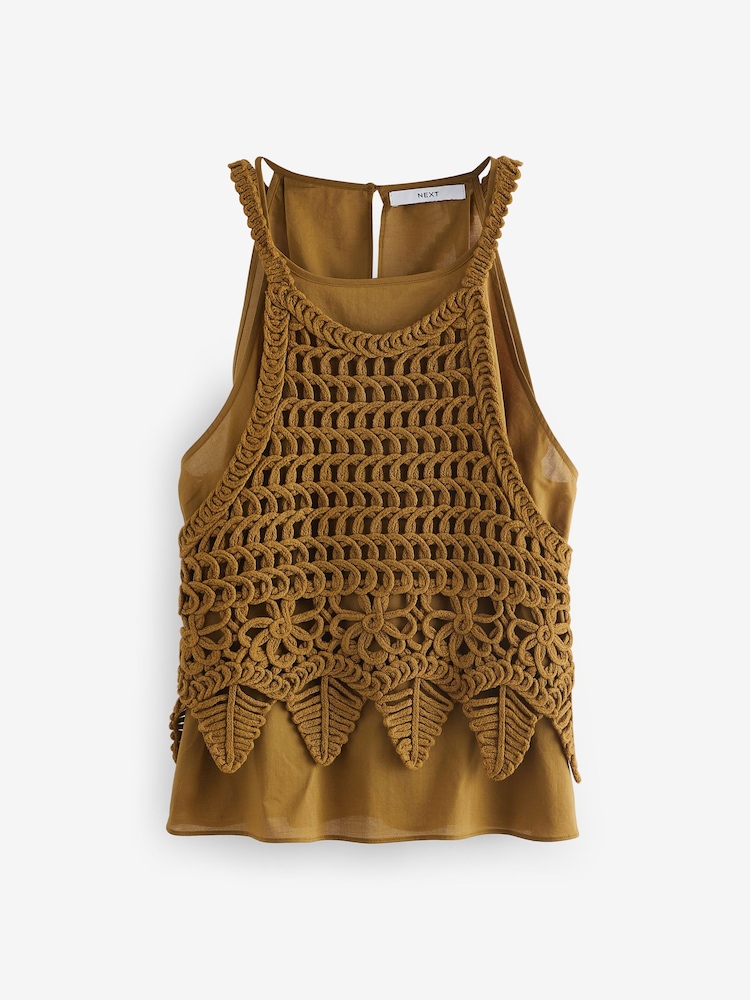 Brown 100% Cotton Crochet Knitted Base Layer - Image 6 of 7
