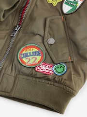 Khaki Green Badged Bomber Jacket with Jersey Hood (3mths-7yrs) - Image 10 of 13