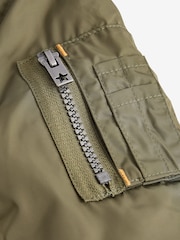 Khaki Green Badged Bomber Jacket with Jersey Hood (3mths-7yrs) - Image 11 of 13