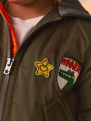 Khaki Green Badged Bomber Jacket with Jersey Hood (3mths-7yrs) - Image 4 of 13