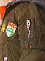 Khaki Green Badged Bomber Jacket with Jersey Hood (3mths-7yrs) - Image 5 of 13
