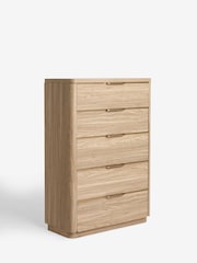 Mid Natural Arlo Oak Effect 5 Drawer Chest of Drawers - Image 6 of 7