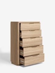 Mid Natural Arlo Oak Effect 5 Drawer Chest of Drawers - Image 7 of 7