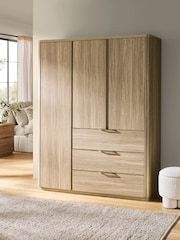 Mid Natural Arlo Oak Effect Triple 3 Drawers Wardrobe - Image 1 of 9
