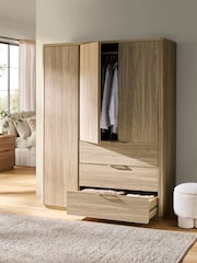 Mid Natural Arlo Oak Effect Triple 3 Drawers Wardrobe - Image 3 of 9