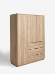 Mid Natural Arlo Oak Effect Triple 3 Drawers Wardrobe - Image 6 of 9