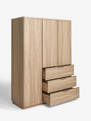 Mid Natural Arlo Oak Effect Triple 3 Drawers Wardrobe - Image 9 of 9