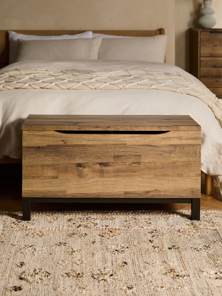 Dark Natural Bronx Oak Effect Medium Blanket Box - Image 2 of 10