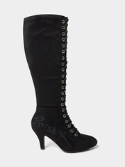 Joe Browns Black Layla Lace-Up Embroidered Boots - Image 1 of 5