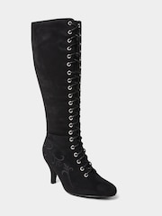 Joe Browns Black Layla Lace-Up Embroidered Boots - Image 2 of 5