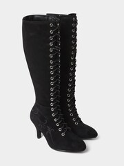Joe Browns Black Layla Lace-Up Embroidered Boots - Image 3 of 5